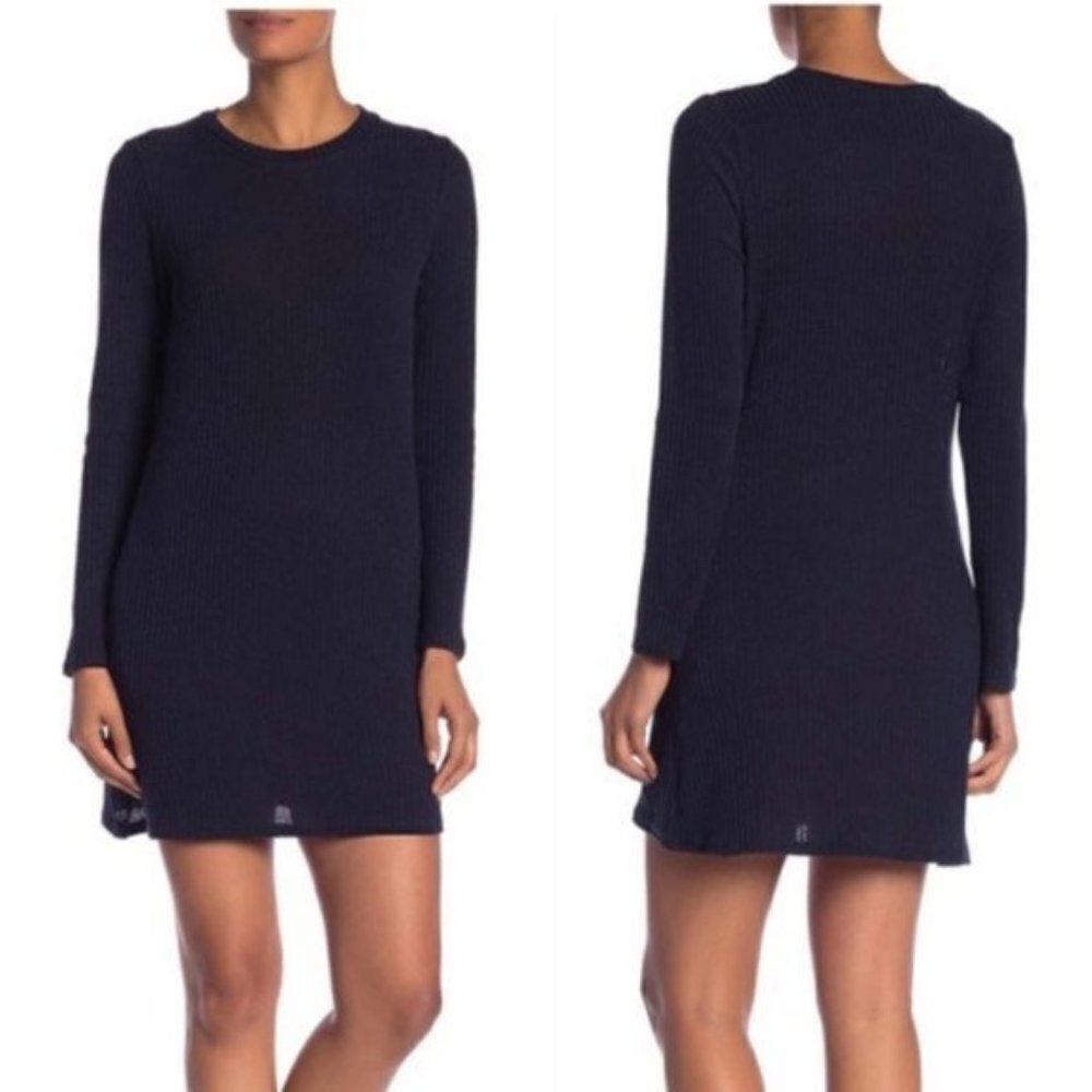 Papillon Navy Ribbed Crewneck Sweater Dress